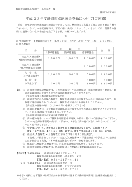 静岡市卓球協会の登録