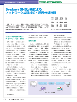 Syslog＋SNS分析による ネットワーク故障検知・原因分析技術