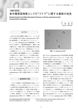 食中毒原因物質としての&ldquo;クドア&rdquo;に関する最新の知見