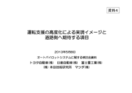 運転支援の高度化による実現イメージと 道路側へ期待する項目