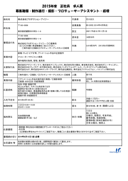 制作進行・撮影・プロデューサーアシスタント・経理 2015