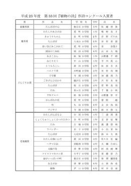 平成 23 年度 第 33 回『植物の詩』作詩コンクール入賞者