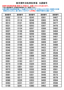 新双葉町自転車駐車場 当選番号