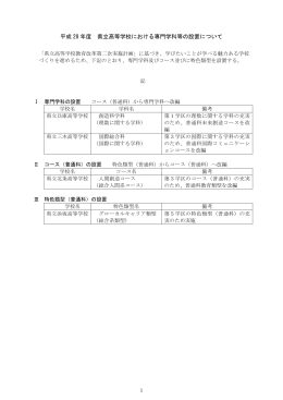 平成 28 年度 県立高等学校における専門学科等の設置について