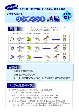 ① 卵を産むかどうか ② 体温が一定かどうか ③ 一生、陸で暮らすか