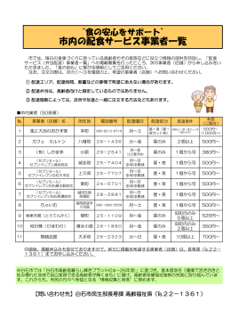 市内の配食サービス事業者一覧
