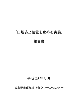 「白煙防止装置を止める実験」 報告書 平成 23 年3月