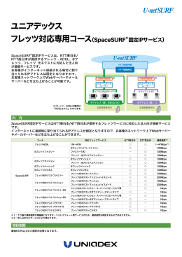 ユニアデックス フレッツ対応専用コース（SpaceSURF® 固定IPサービス）