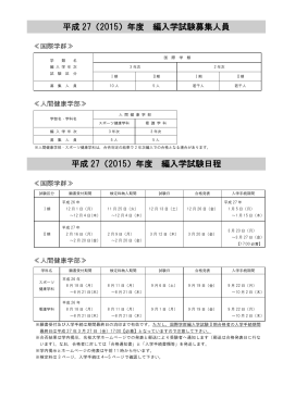平成 27（2015）年度 編入学試験募集人員 平成 27（2015