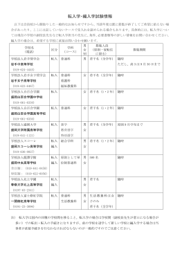 転入学・編入学試験情報