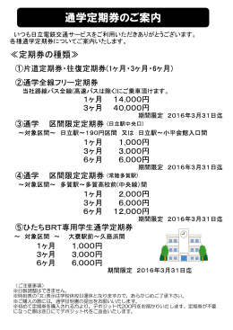 2015年通学定期券のお知らせ