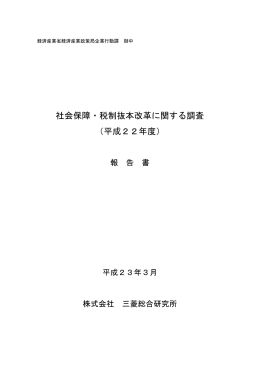 社会保障・税制抜本改革に関する調査 （平成22年度）
