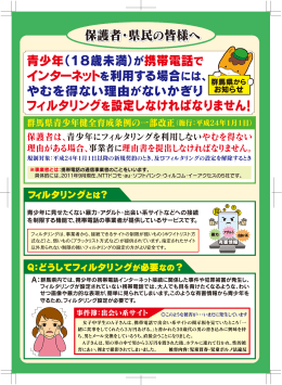 青少年（18歳未満）が携帯電話で インターネット を利用する場合