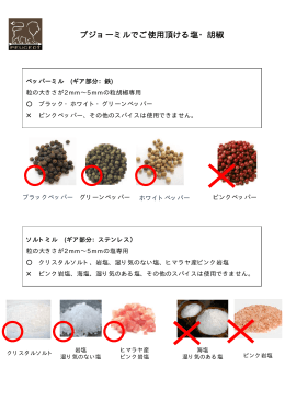 プジョーミルでご使用頂ける塩・胡椒