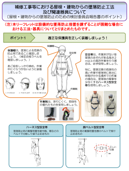 補修工事等における屋根・建物からの墜落防止工法及び関連器具