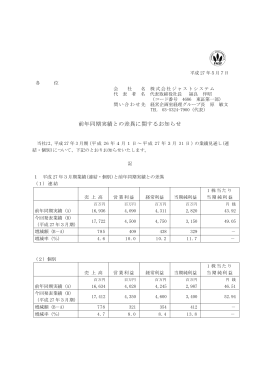 前年同期実績との差異に関するお知らせ