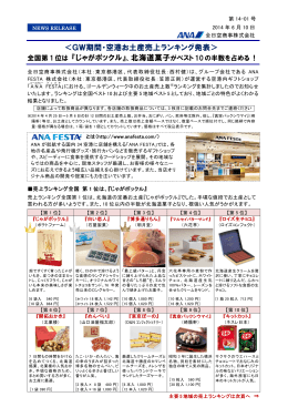 ＜GW期間・空港お土産売上ランキング発表＞