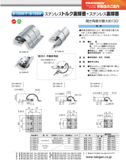 ステンレストルク裏蝶番・ステンレス裏蝶番
