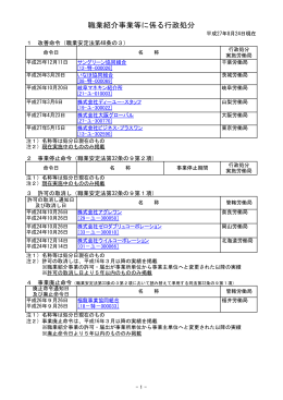 職業紹介事業等に係る行政処分