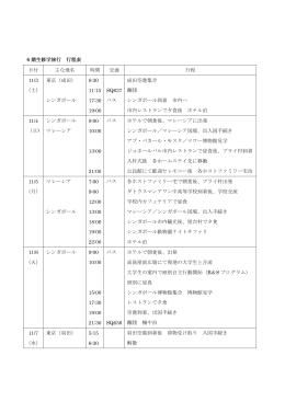 6期生修学旅行 行程表 日付 主な地名 時間 交通 行程 11/3 （土） 東京