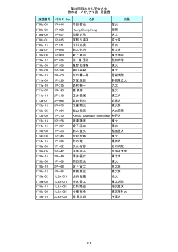 第86回日本生化学会大会 鈴木紘一メモリアル賞 受賞者 1/3
