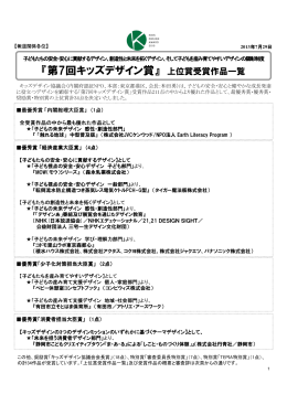『第7回キッズデザイン賞』 上位賞受賞作品一覧