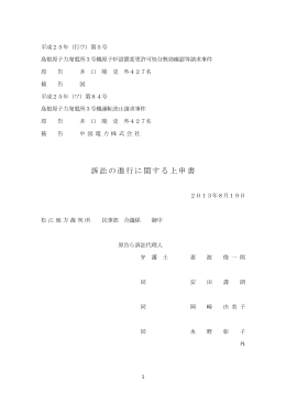 訴訟の進行に関する上申書