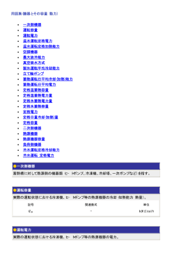 用語 蓄 実 実 語集(機器と &bull; 一次側 &bull; 運転容 &bull; 運転電 &bull; 温水運 &bull; 温水運