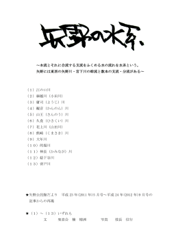 ～本流とそれに合流する支流をふくめる水の流れを水系という。 矢野には