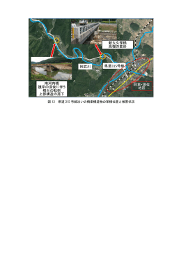 図 13 県道 315 号線沿いの橋梁構造物の架橋位置と被害状況