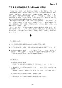 保育園等新設検討委員会の検討内容、役割等