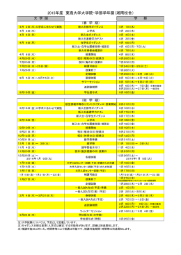 2015年度 東海大学大学院・学部学年暦（湘南校舎）