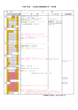 平成27年度 山形県立保健医療大学 学年暦