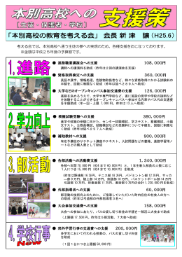 考える会では、本別高校へ通う生徒の夢への実現のため、各種支援を