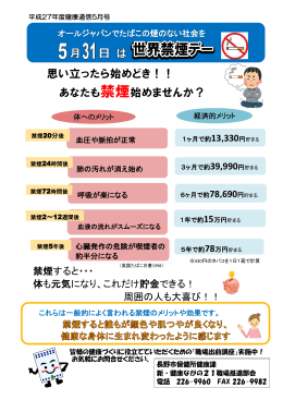 禁煙すると・・・ 体も元気になり、これだけ貯金できる！ 周囲の人