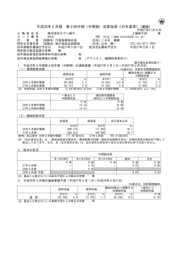 平成28年3月期 第2四半期（中間期）決算短信〔日本基準