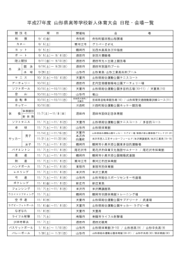 平成27年度 山形県高等学校新人体育大会 日程・会場一覧