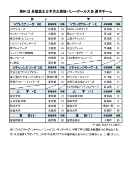 第64回 黒鷲旗全日本男女選抜バレーボール大会 選考チーム