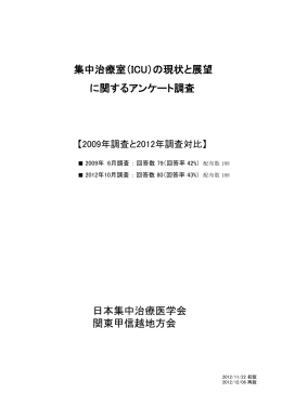 集中治療室（ICU）の現状と展望 に関するアンケート調査 日本集中治療