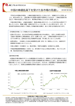 中国の株価乱  下を受けた各市場の  通し 2015年7月10日
