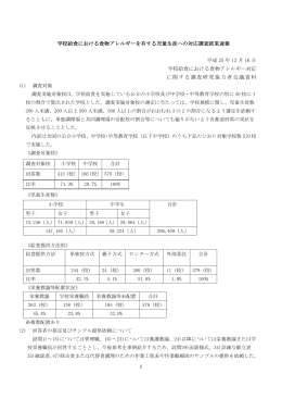 学校給食における食物アレルギーを有する児童生徒への対応調査結果