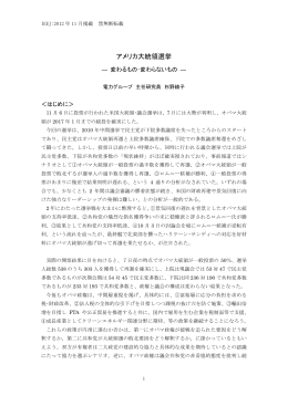 アメリカ大統領選挙 ― 変わるもの･変わらないもの