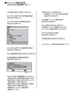 ブルーレイ楽録の設定 BDT910（説明書P142～）