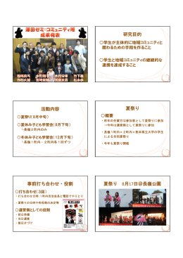 研究目的 活動内容 夏祭り 事前打ち合わせ・役割 夏祭り