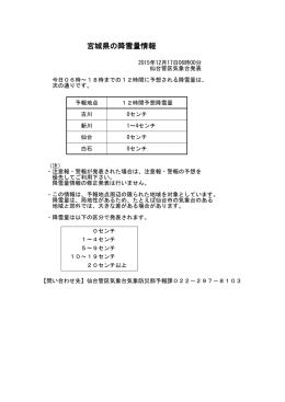 宮城県の降雪量情報（仙台・古川・新川・白石）