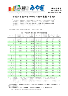 平成25年産水稲の市町村別収穫量（宮城）（PDF：151KB）