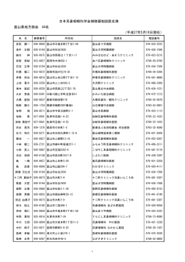 富山県地方部会 44名 （平成27年5月10日現在） 日本耳鼻咽喉科学会