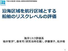 沿海区域を航行区域とする 船舶のリスクレベルの評価