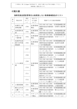 強制性製品認証管理を以後実施しない医療器械製品のリスト