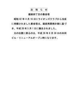 銀座募金塔について